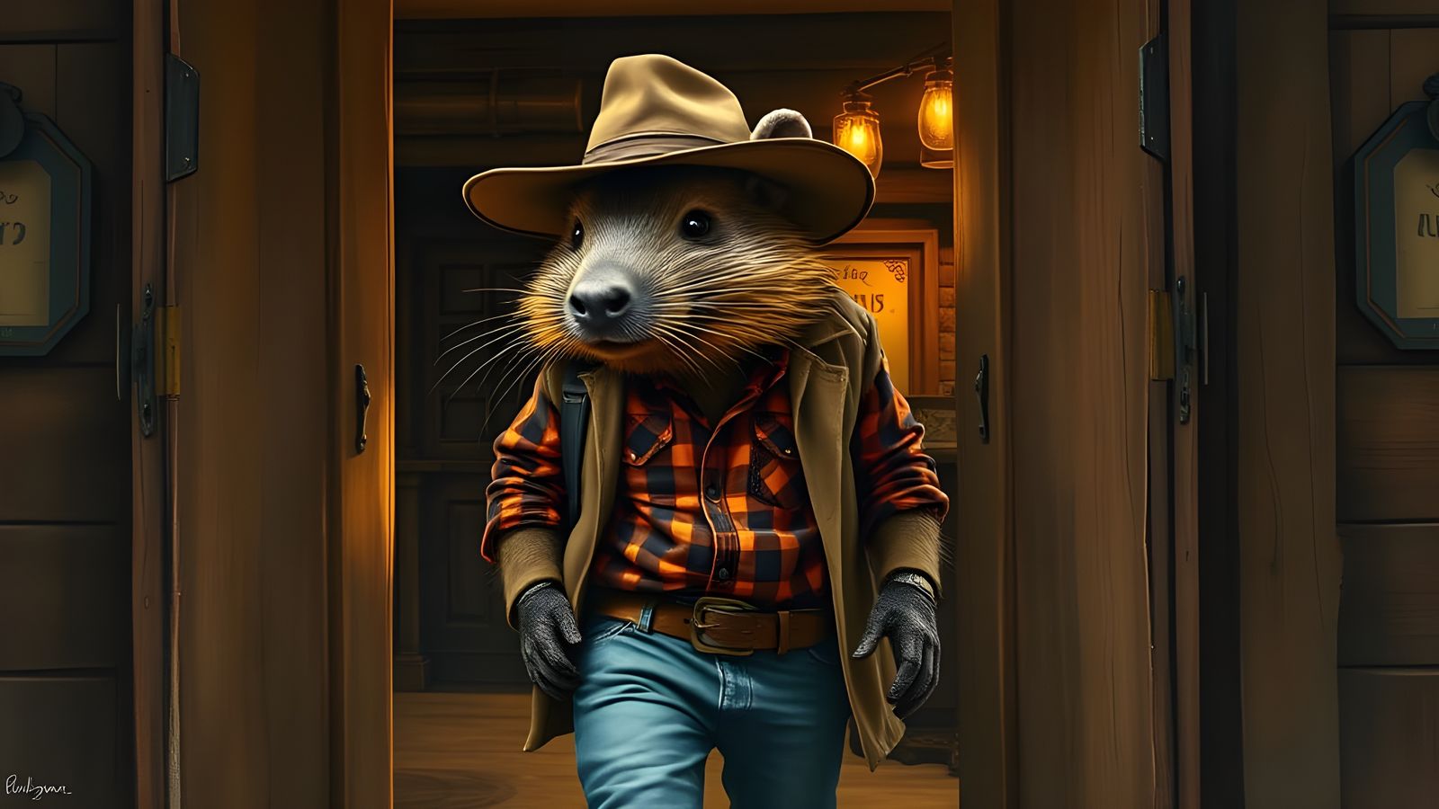 Realistic Anthropomorphic Wombat Enters Australian Pub