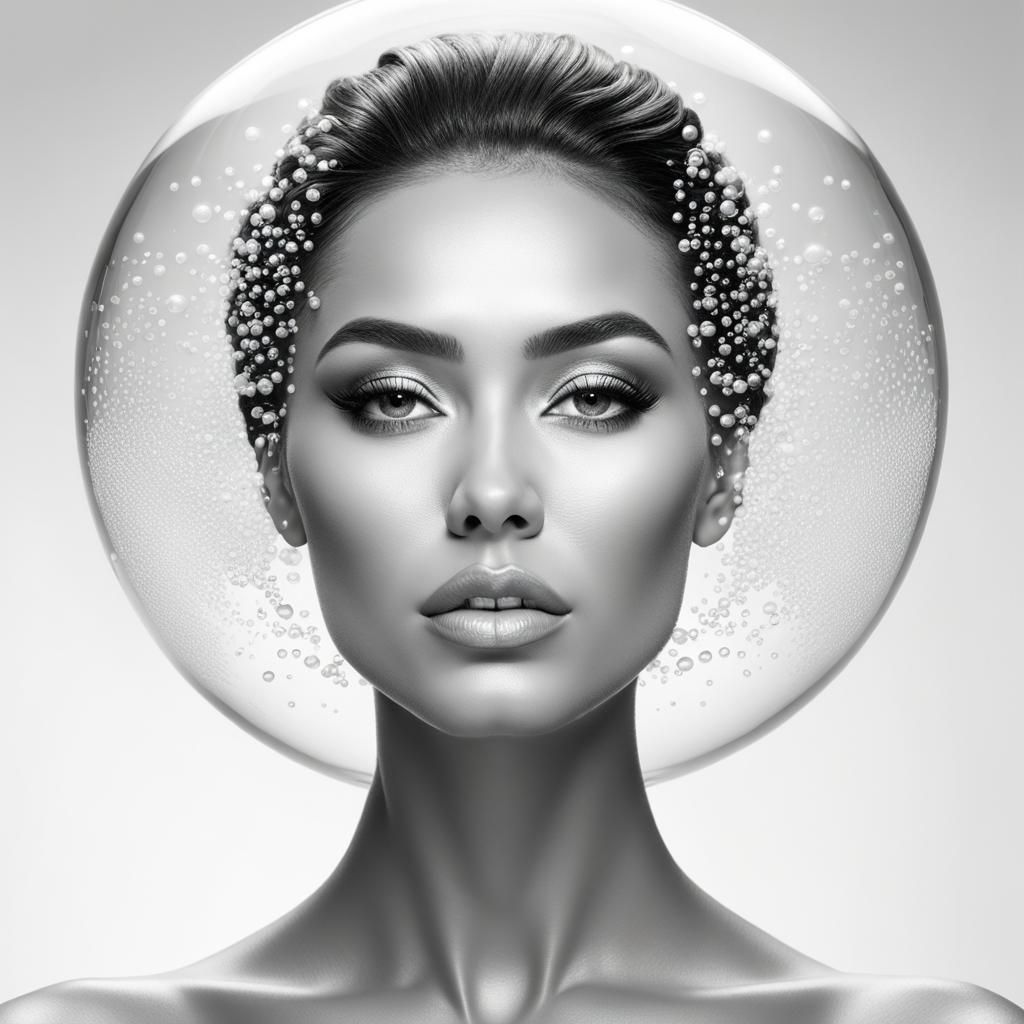 Dreamy Coloring Page of Woman in Bubbles