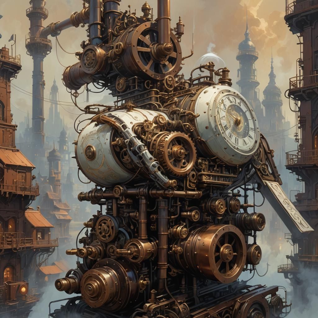 Steampunk Engine Fuels Calligraphy Scroll