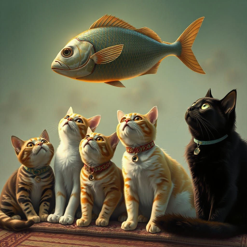 Cats Staring at Floating Fish