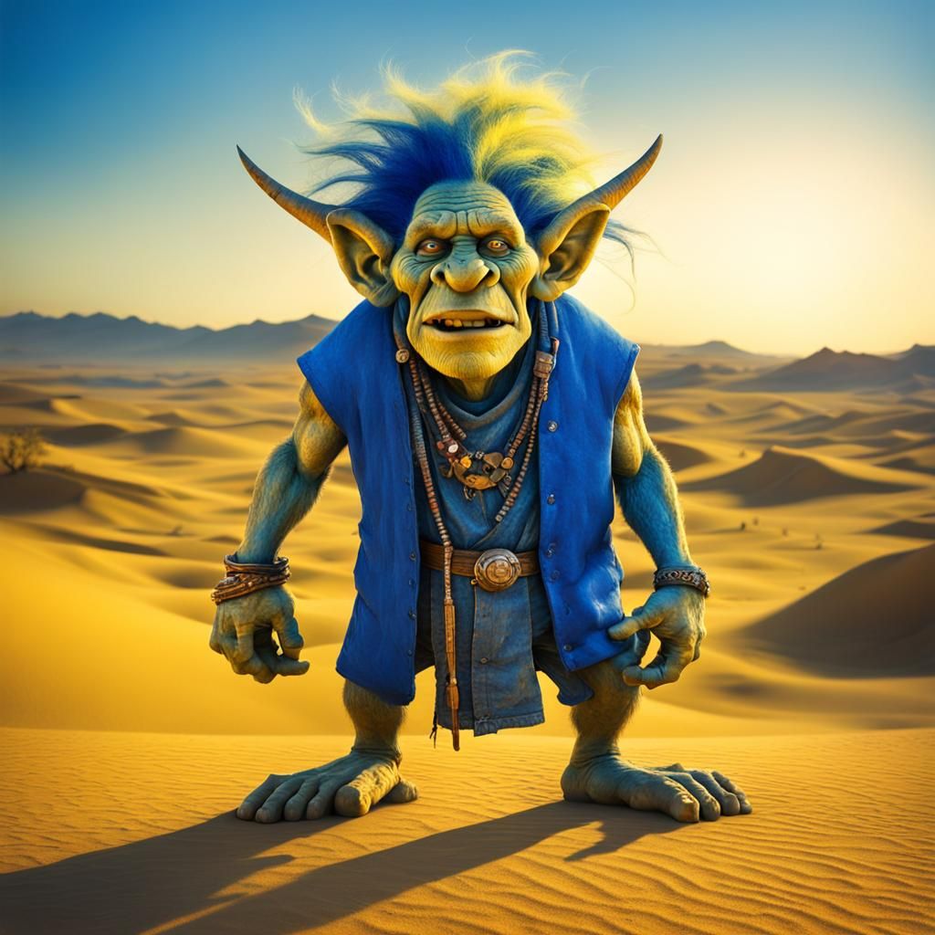 Troll Portrait in Desert Landscape
