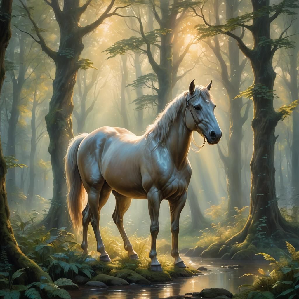 Mystical Centaur in Ethereal Forest Painting