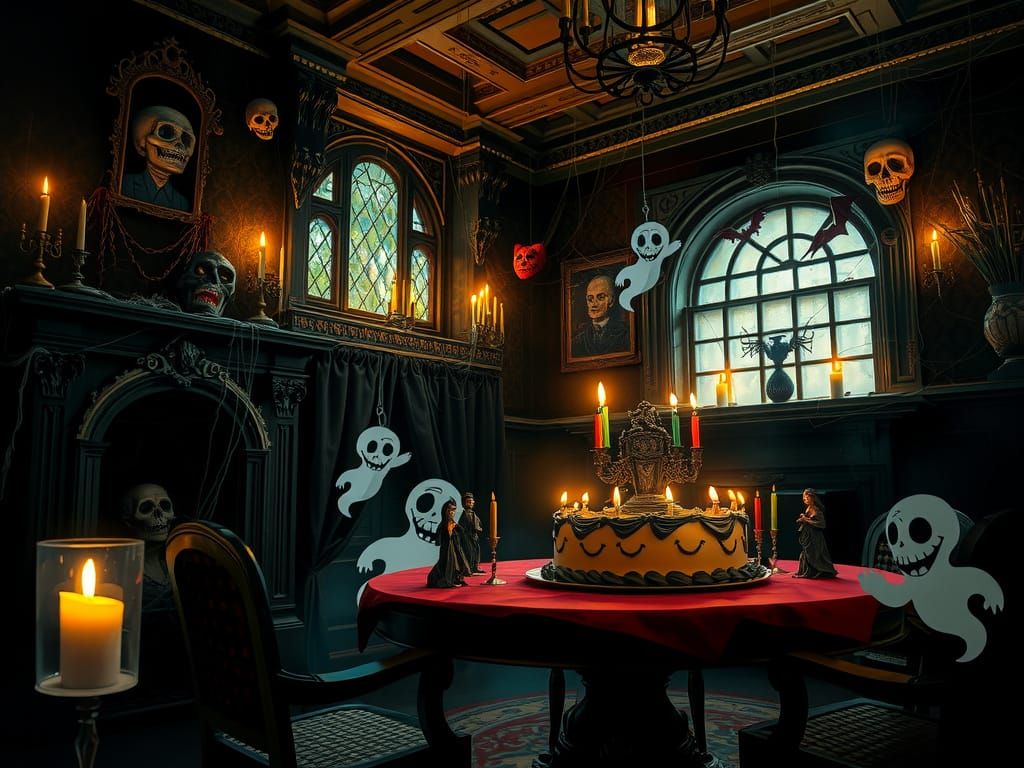Eerie Haunted Mansion Birthday Party with Spooky Decor