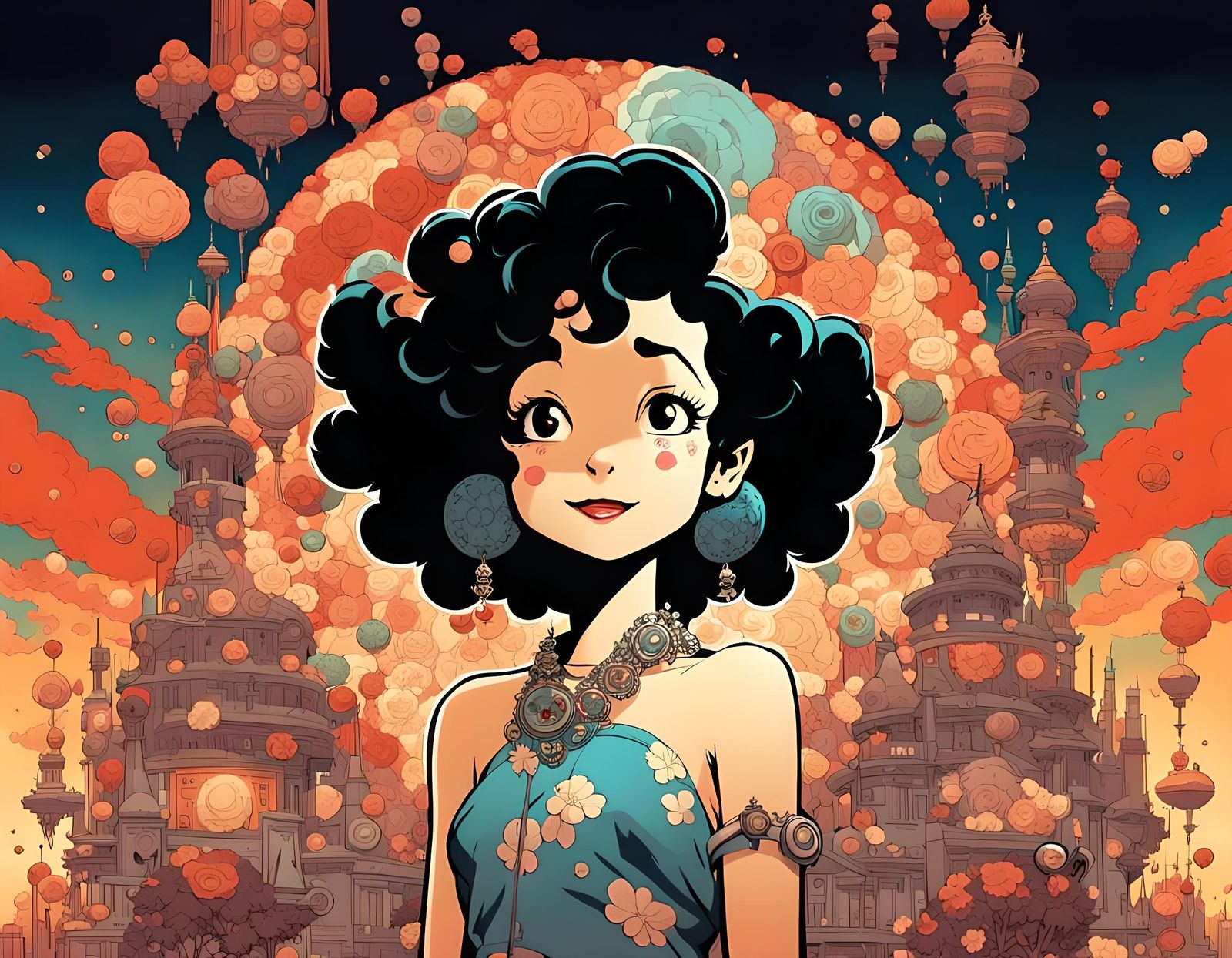 Betty Boop in Vibrant Anime Style