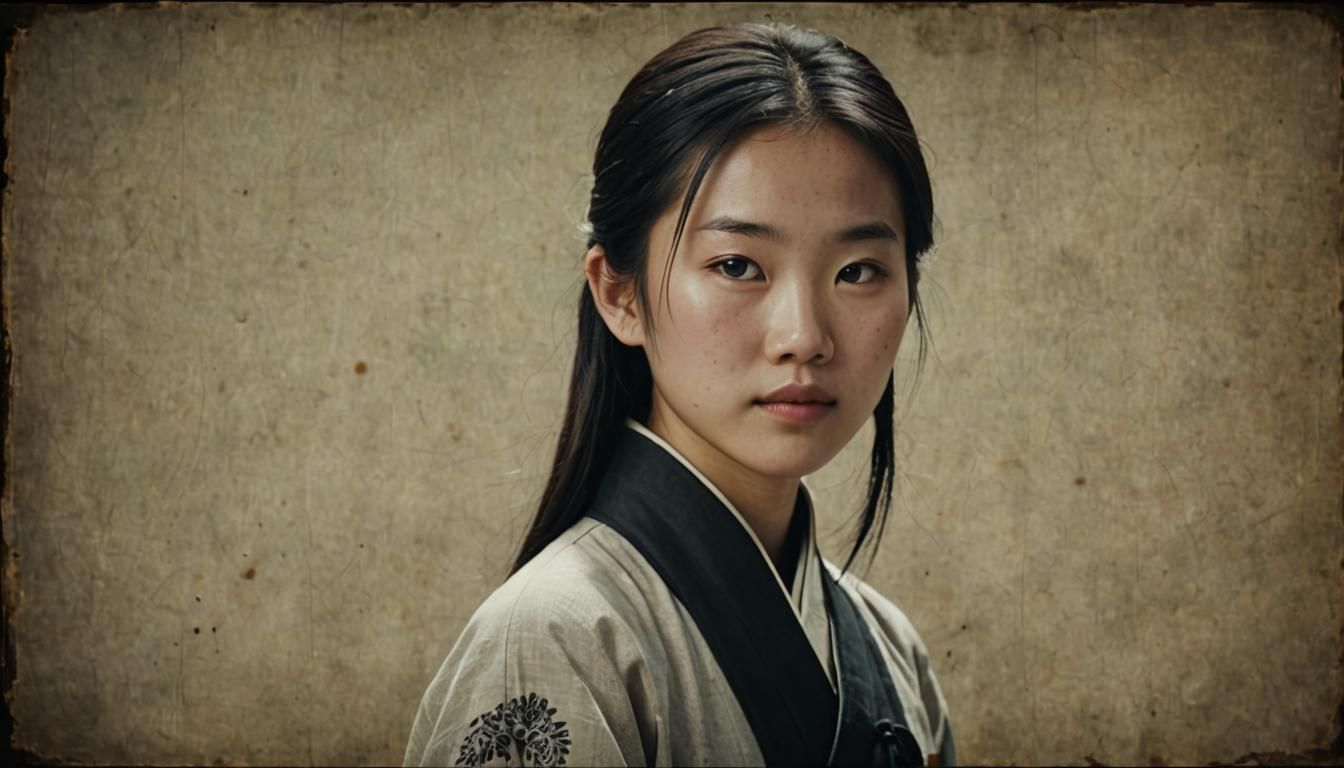 Detailed Portrait of Young Chinese Girl in Film Style