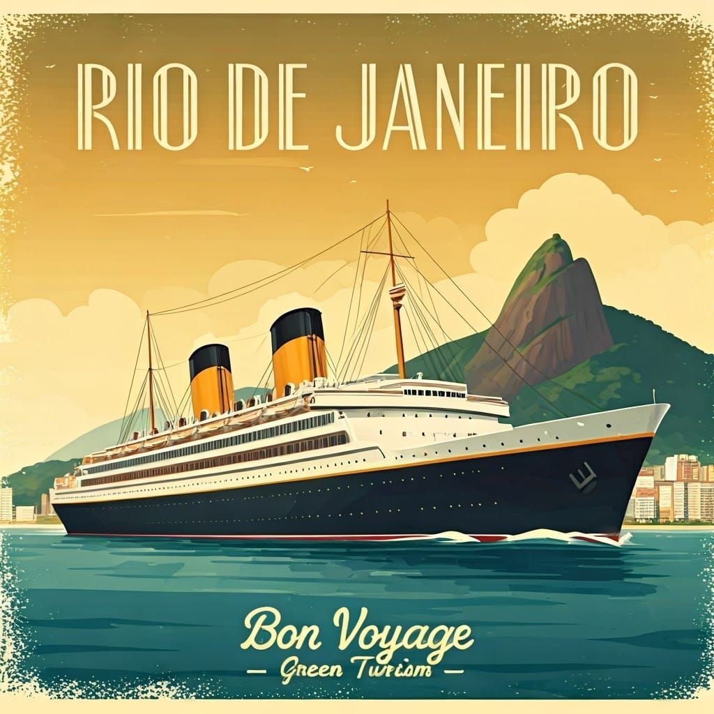 Vintage Travel Poster of Rio de Janeiro Cruise Ship