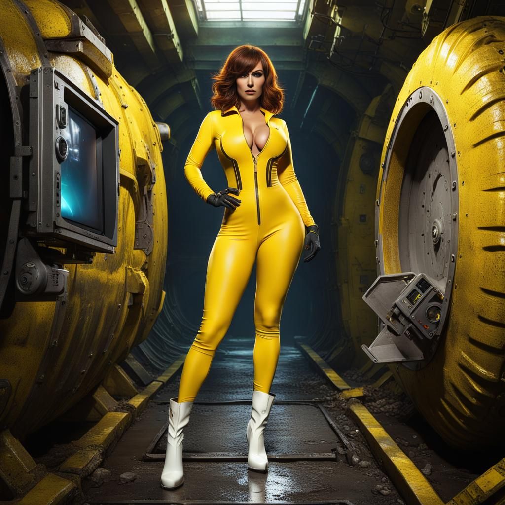 Curvy Reporter in Sewer, Digital Art