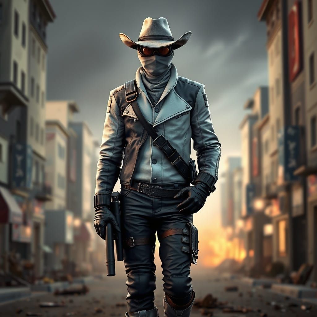 Cyberpunk Cowboy Ride Through a Ruined City