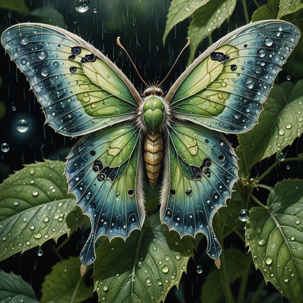 Ethereal Lunar Moth with Shimmering Wings in Moonlight