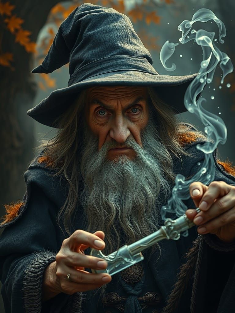 The Terrible Old Witch: Ancient Sorceress in Halloween Setti...