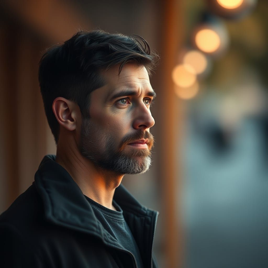 Man in Sharp Focus with Bokeh Background