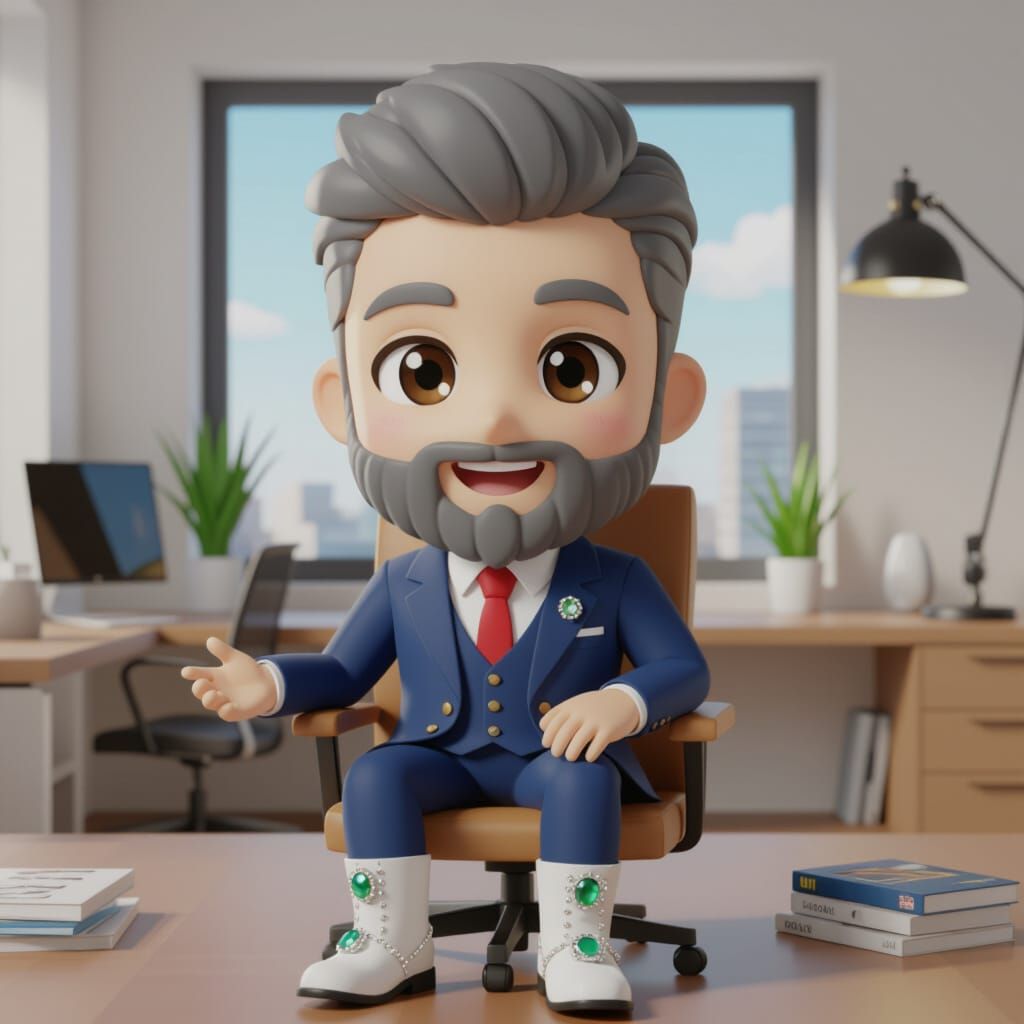 Adorable Italian Man in Gemstone Boots, 3D Anime Art