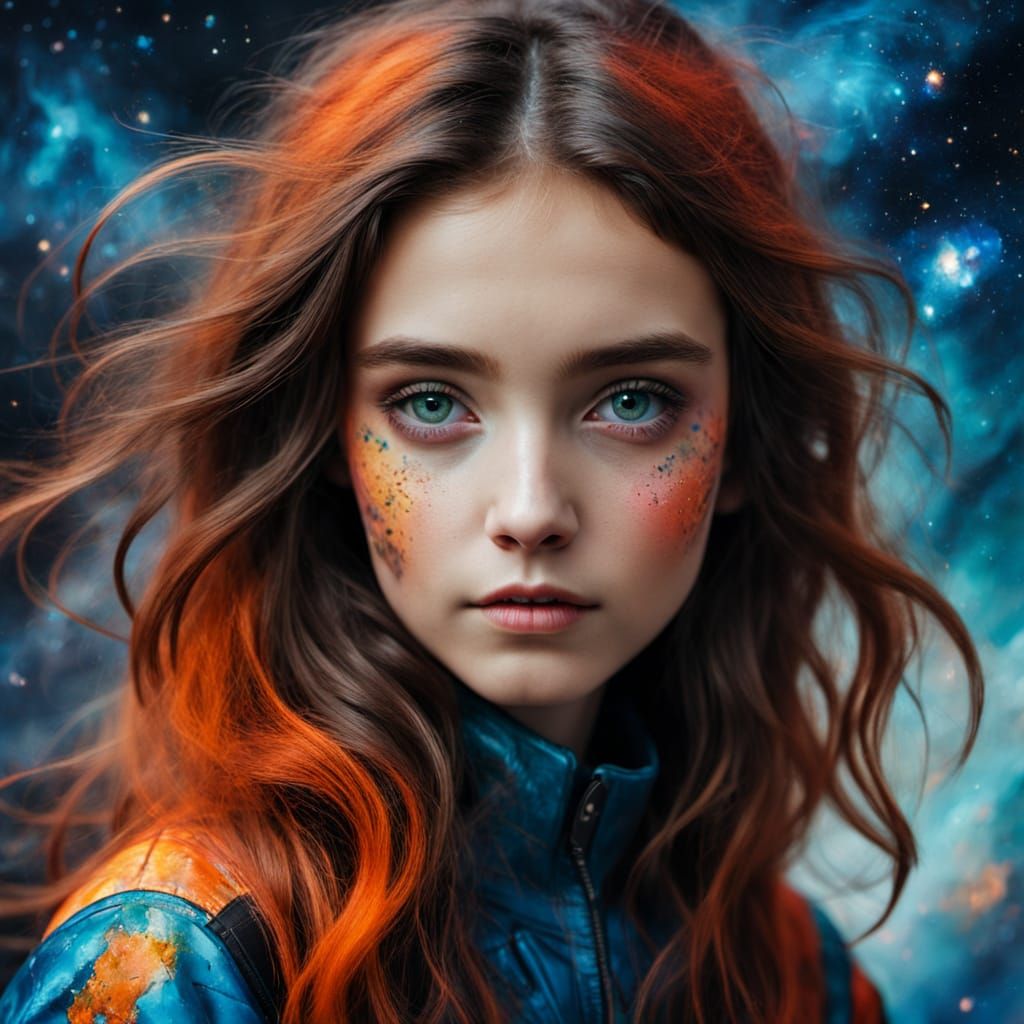 Astronaut Gazing at Cosmic Masterpiece in Impressionistic St...