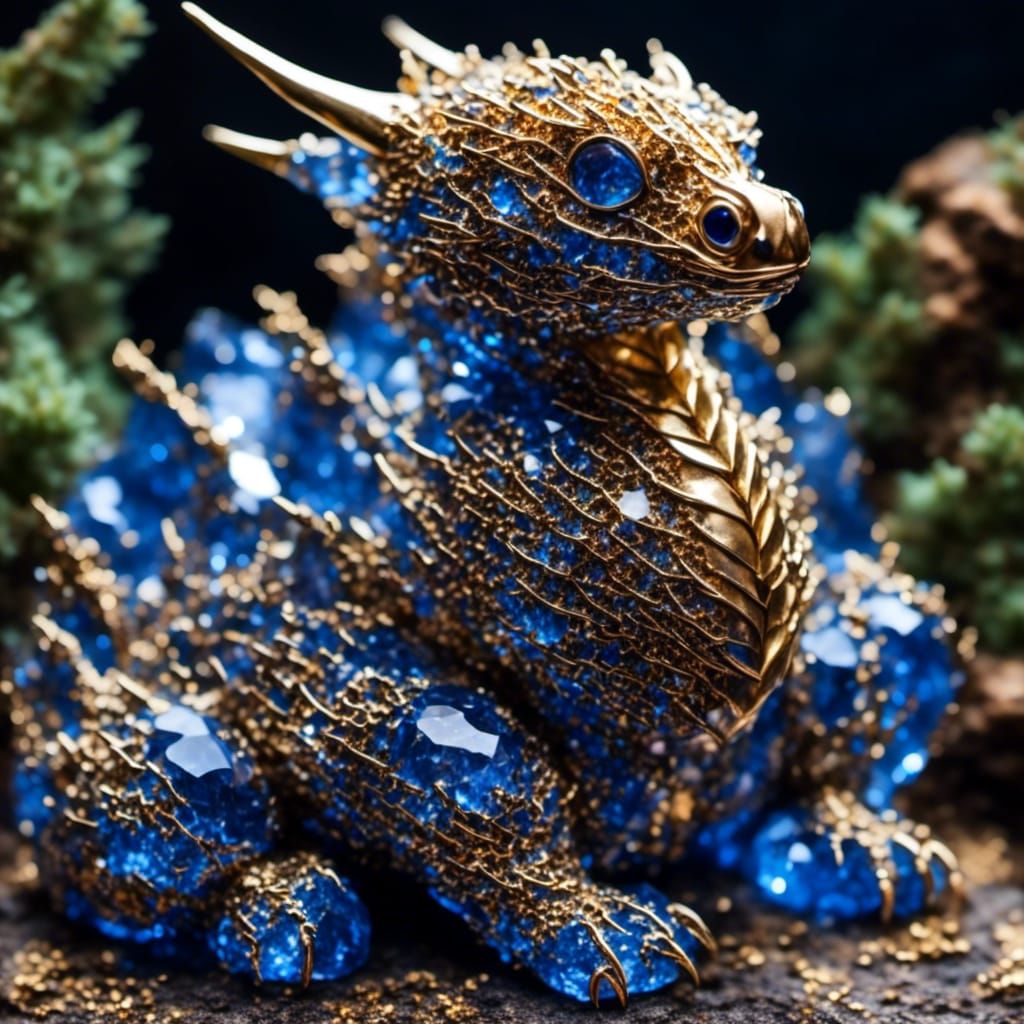 Crystal Sapphire Dragon Hatchling Portrait
