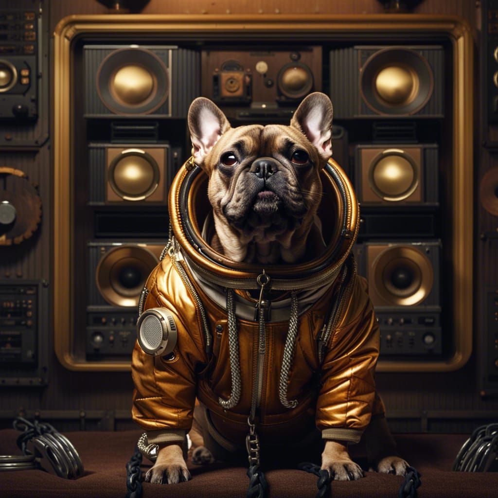 French Bulldog in Space Suit Digital Painting