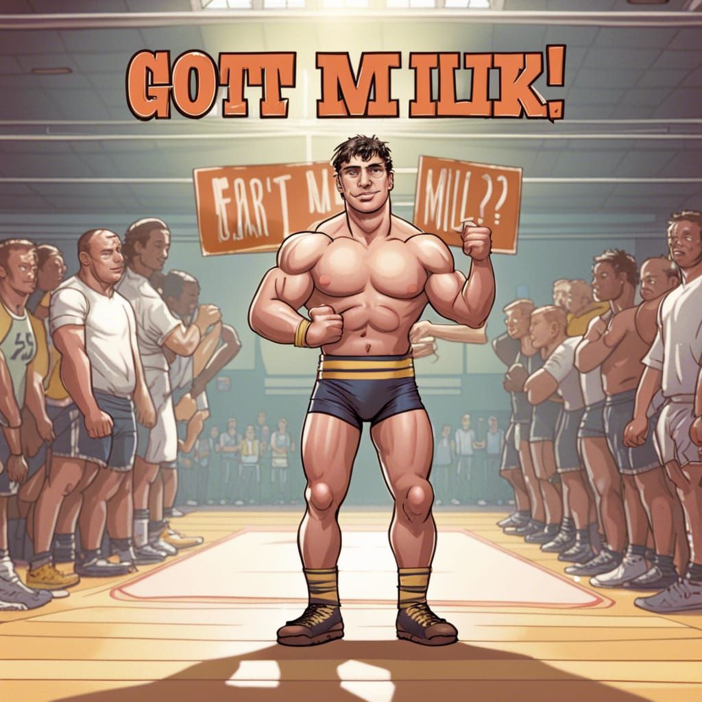 Wrestler Promotes Milk: Comic Book Art