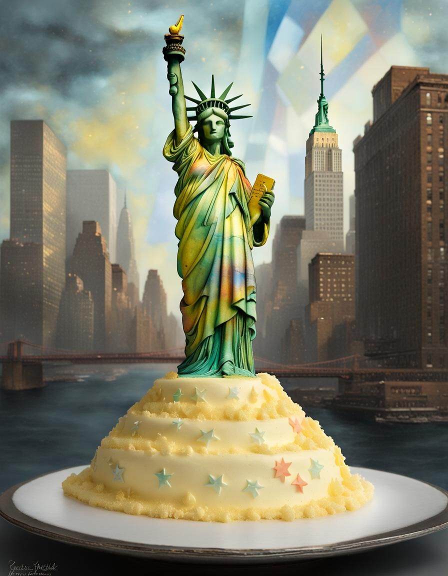 Miss Lib cake statue