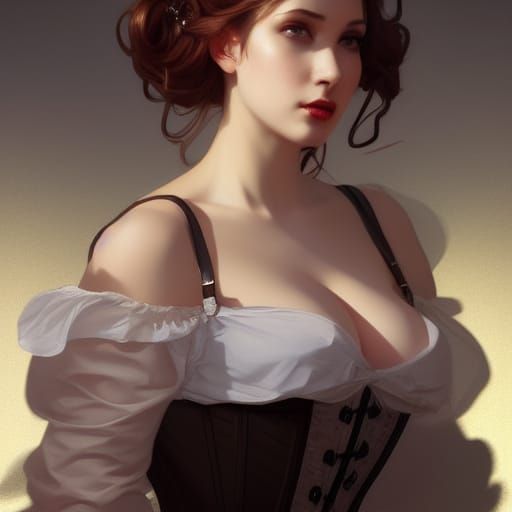 E-Girl Maid Portrait in Hyperdetailed Style