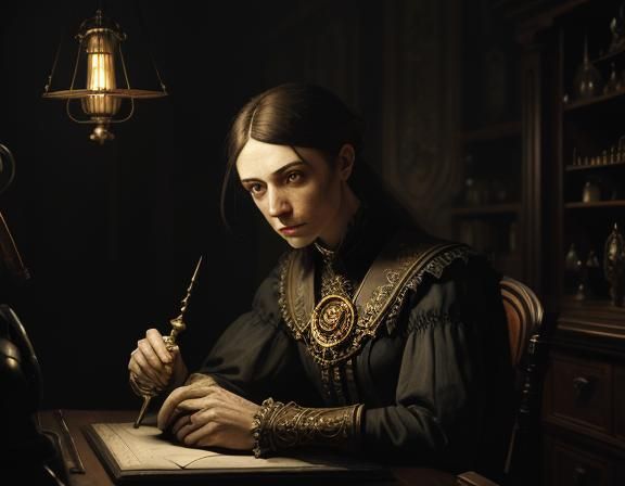 Victorian Anatomist in Laboratory: Fantasy Concept Art