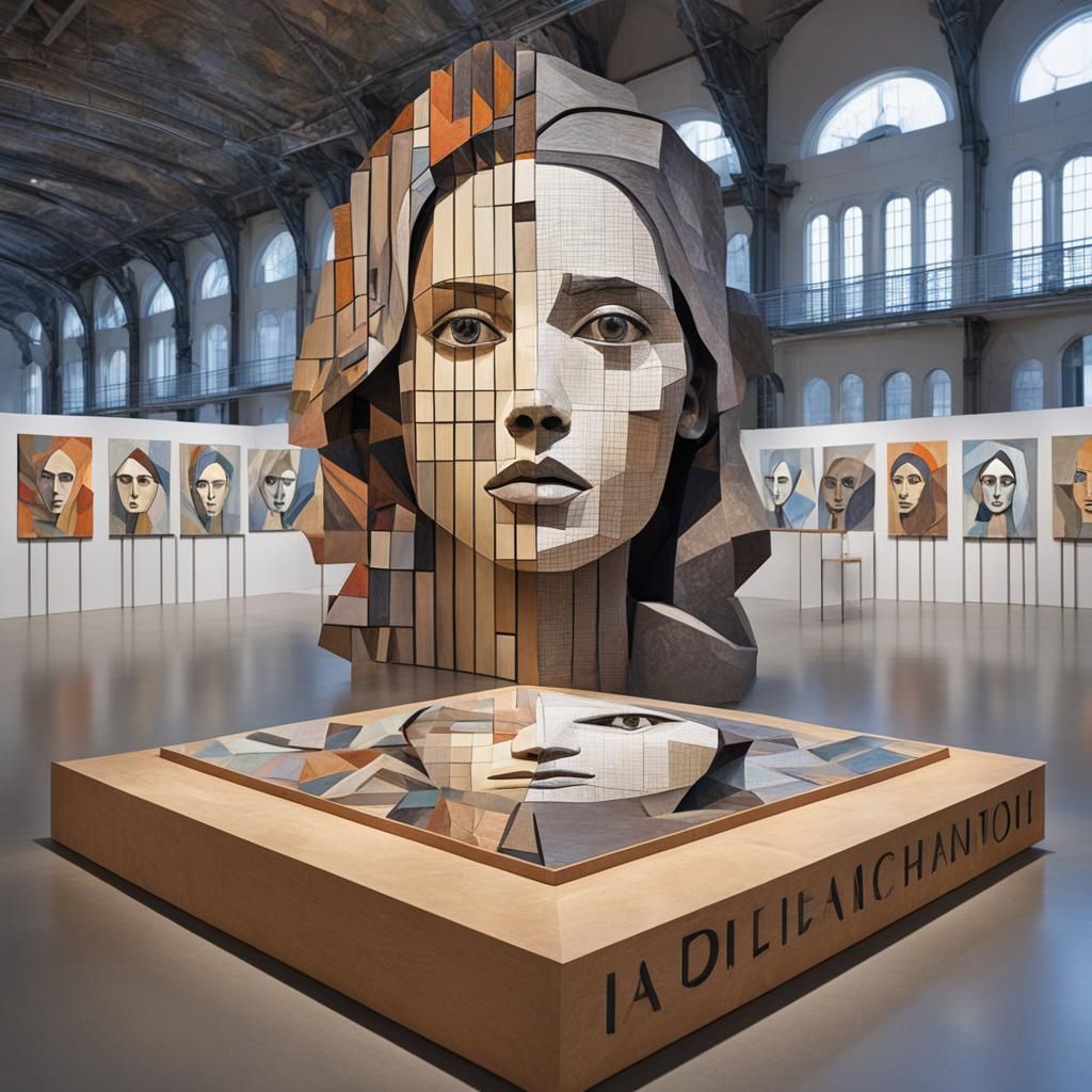 Cubist Portrait of a Woman with Fragmented Faces