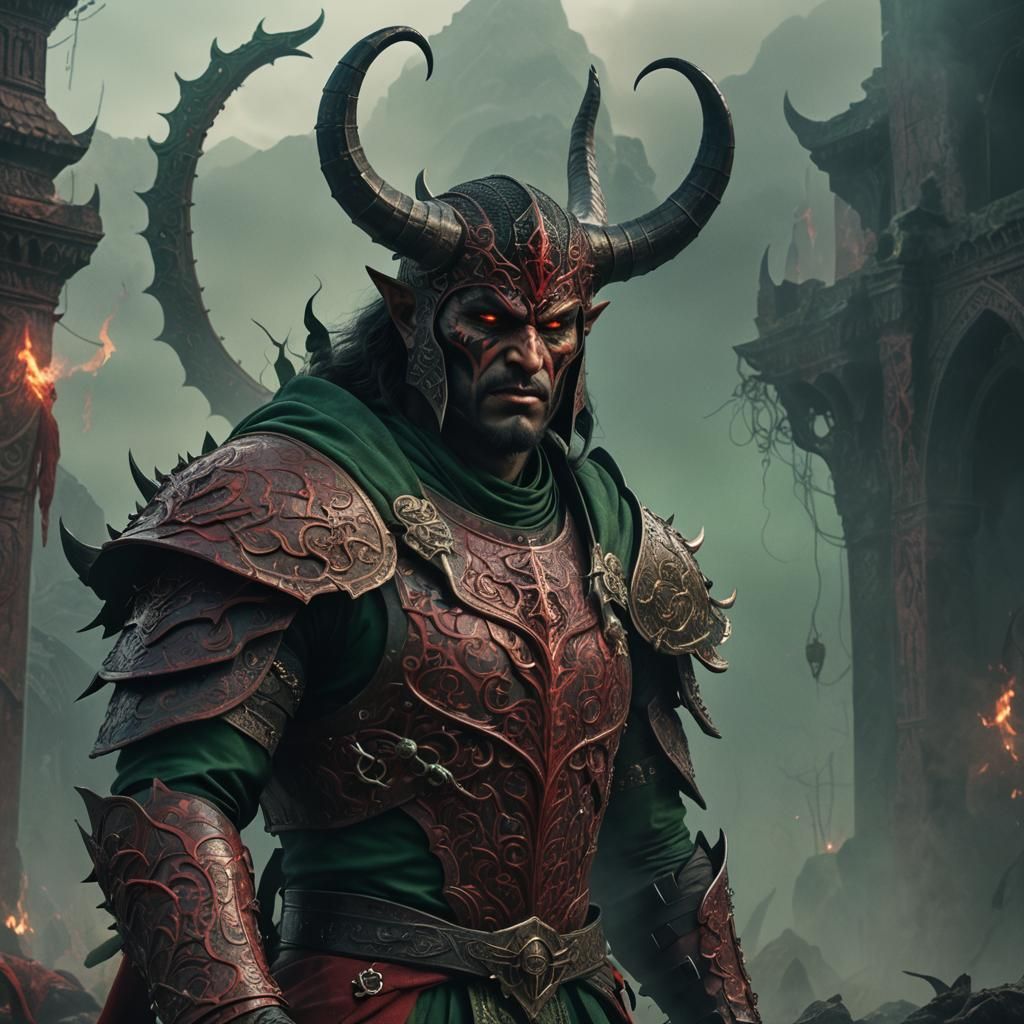 Satan in Ottoman Armor: Dark Fantasy Portrait