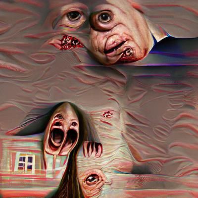 Surreal Horror Landscape with Grotesque Imagery