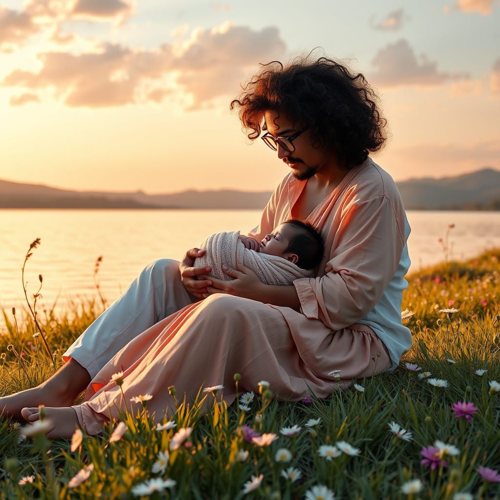 Romantic Lakeside Picnic Scene as Matte Painting