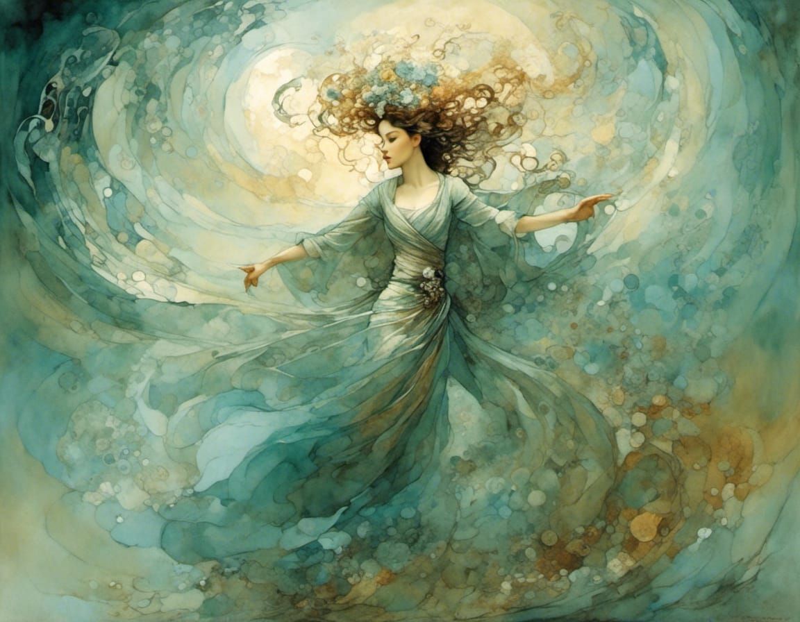 Silver Mist Swirling into Snowflakes, Expressionist Oil Pain...