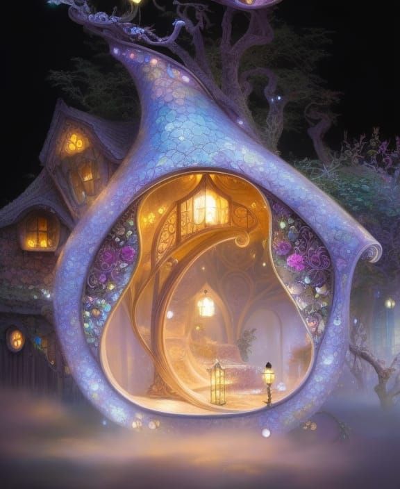 Magical Fairy House in Art Nouveau Style