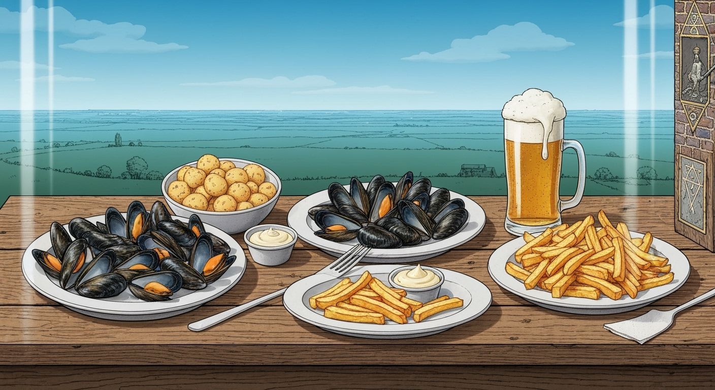 Belgian Delicacies in Ligne Claire Style