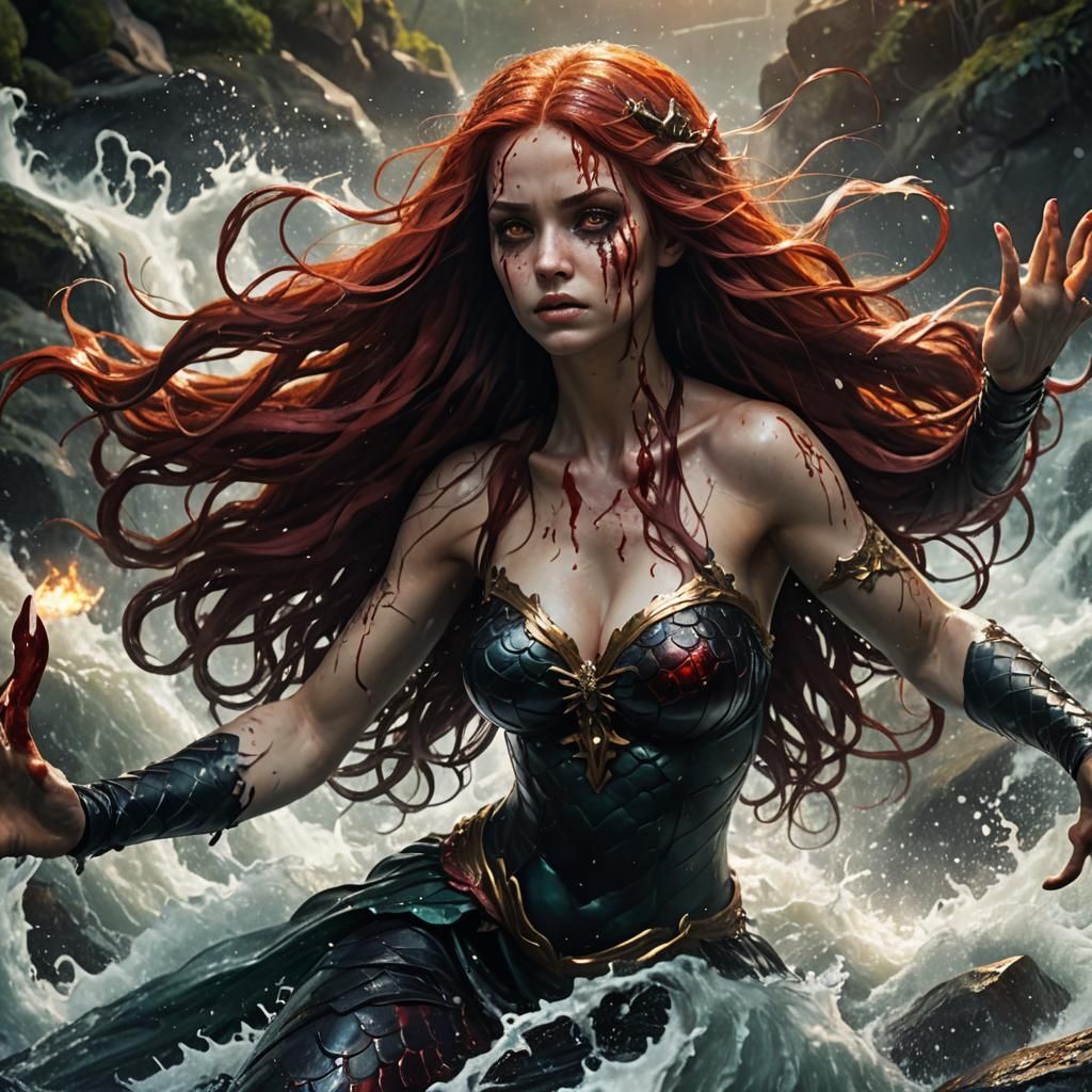 Eerie Mermaid with Black Tail Concept Art