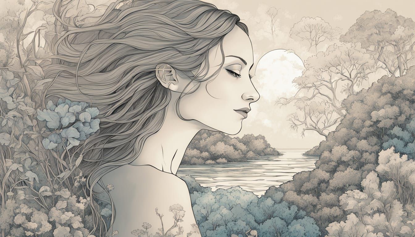 Woman Merges with Nature in Psychedelic Eco-Art Style