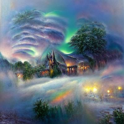 Ethereal Aurora Borealis Fantasy Landscape