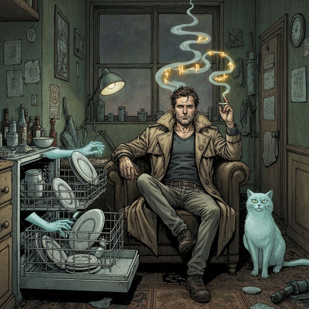 John Constantine Levitates Dishes in Moody London Flat