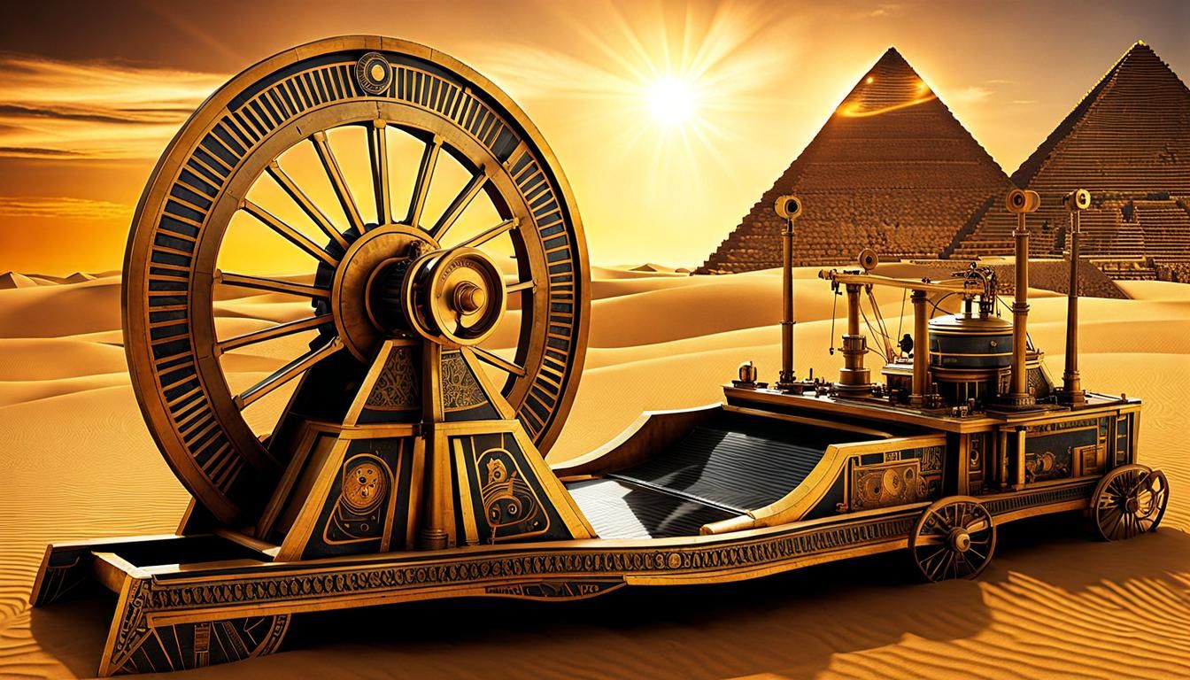 Steampunk Egyptian Machine Cuts Stone for Pyramids