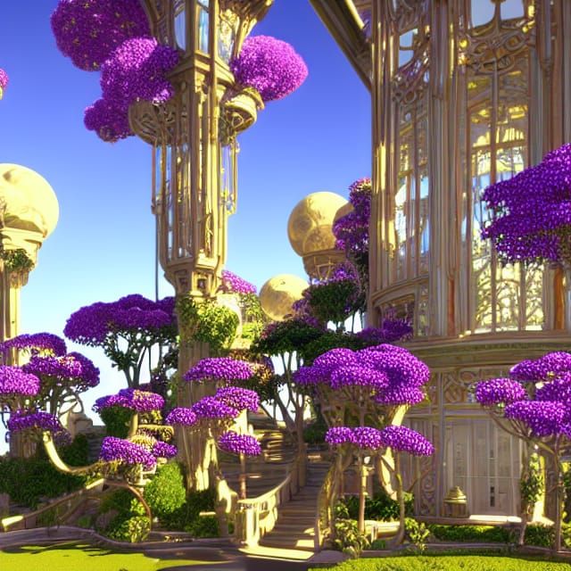 Victorian Glass Greenhouse Arcology in Art Nouveau Style