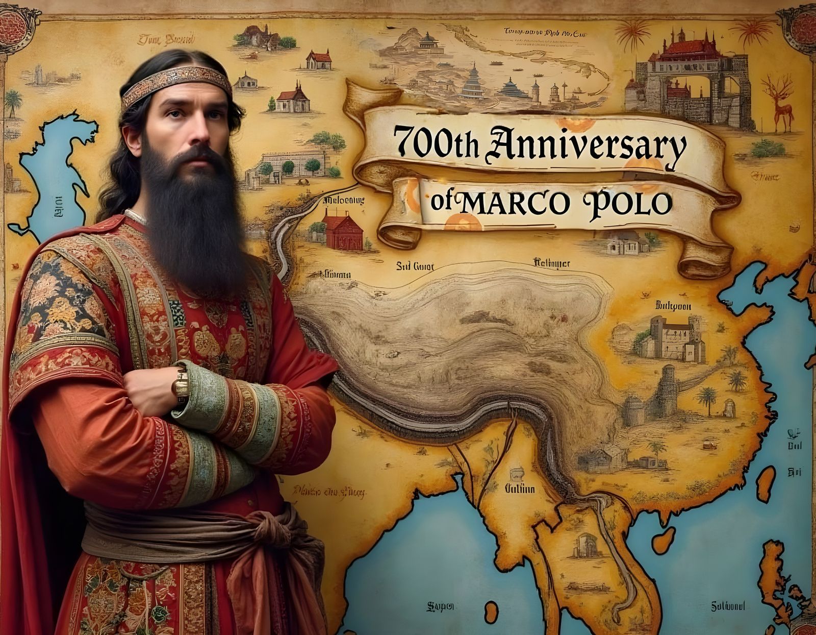 Marco Polo's Silk Road Journey Anniversary Portrait
