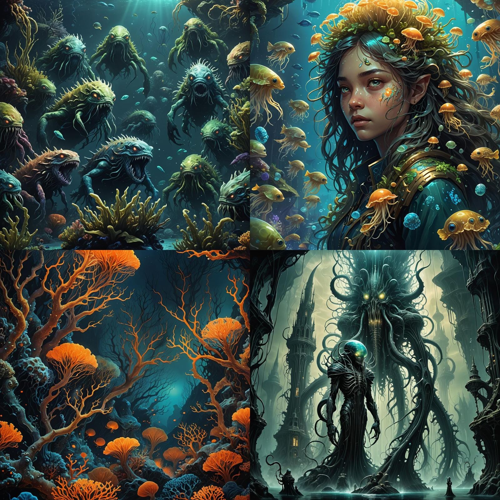 Fantastical Sea Monsters: A Detailed Matte Painting