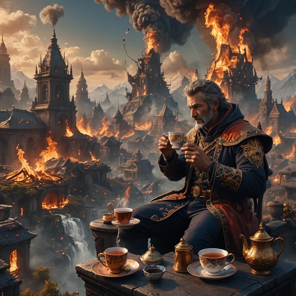 Apocalyptic Tea Time: Detailed Matte Painting