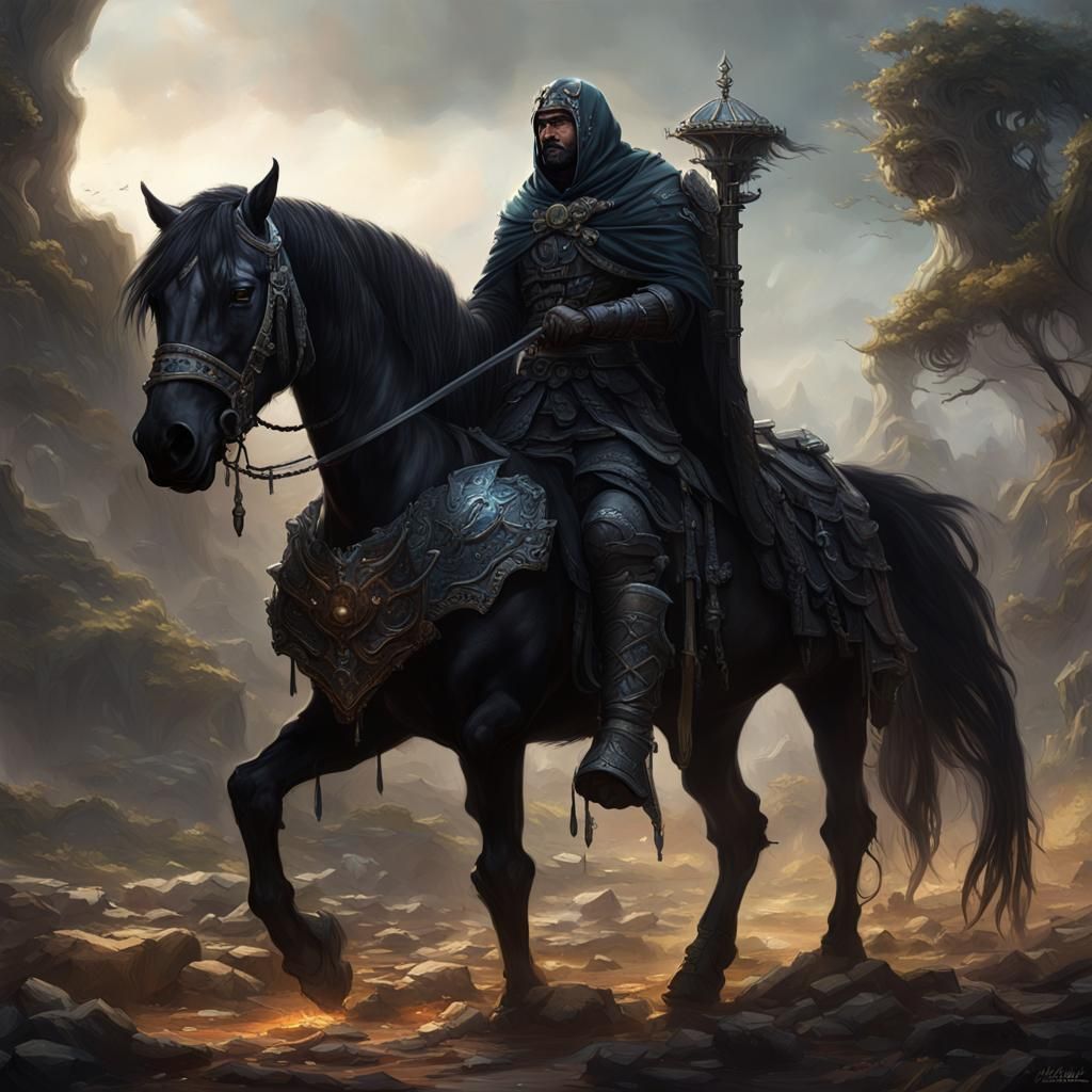 Dark Horseman with Scales: Fantasy Concept Art