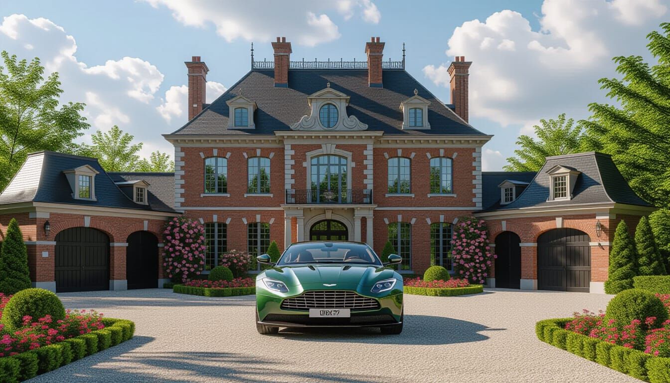 Victorian Chateau With Aston Martin DBX in Monet Style
