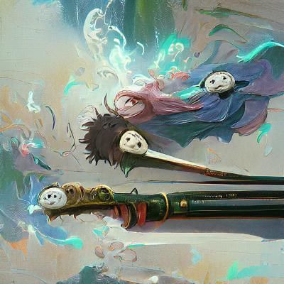 Ghibli No-Faces with Magic Wands