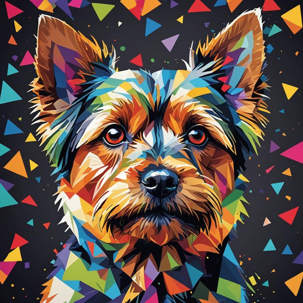 Colorful WPAP Portrait of a Yorkshire Terrier