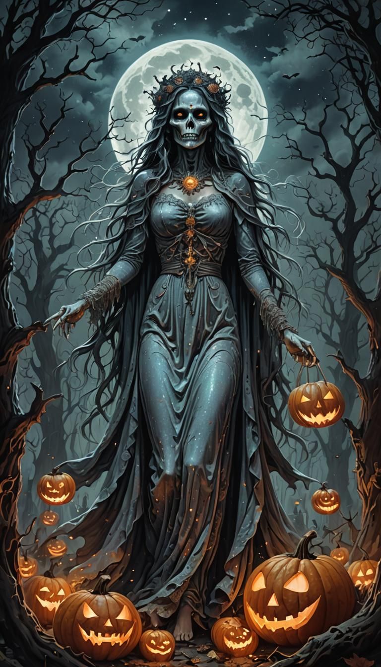 Halloween Horror: Llorona Pinup in Cosmic Astral Style