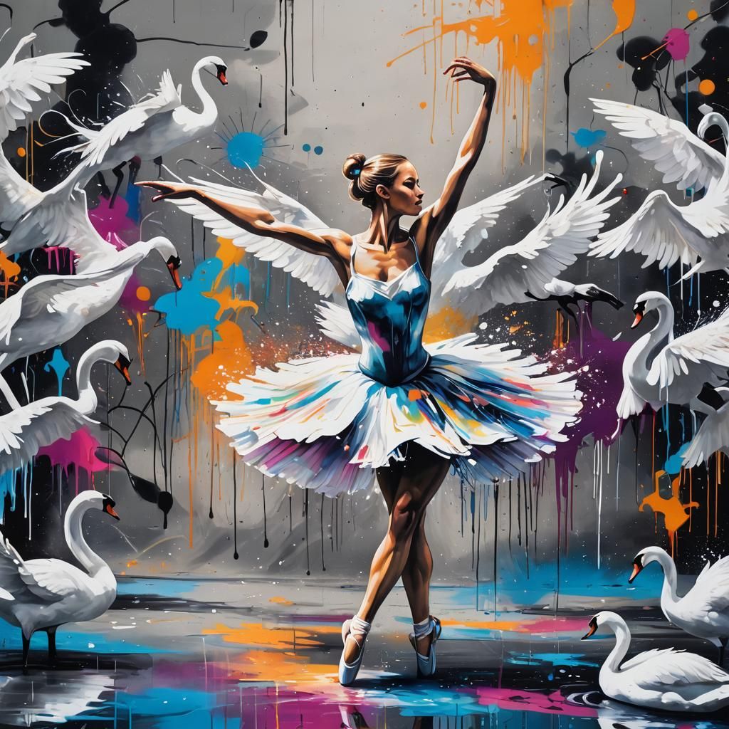 Swan Lake Ballerina in Graffiti Splash Art
