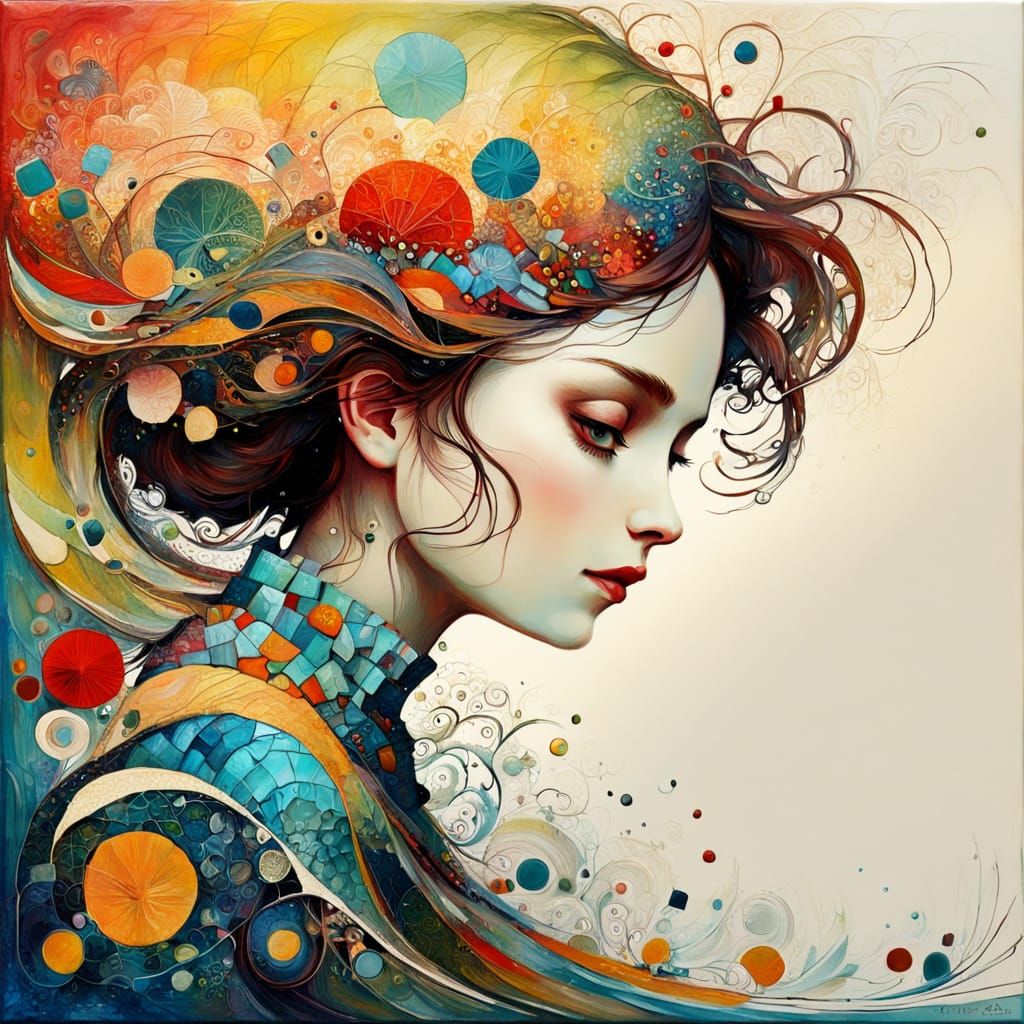 Textured Primitive Naive Abstract Art