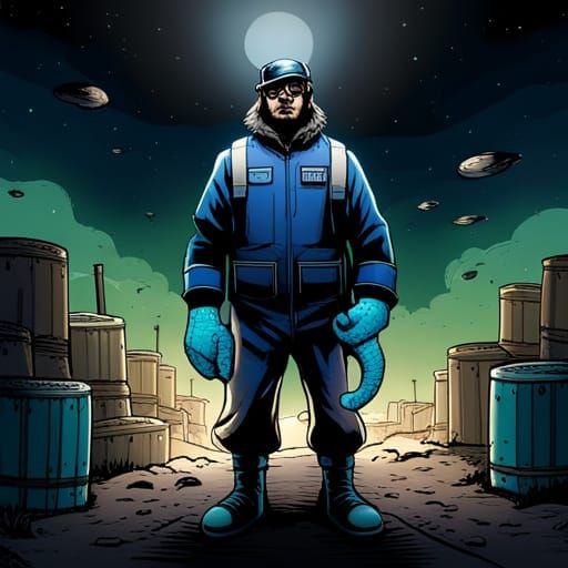 Anteater Operative in Radioactive Warehouse, Comic Book Styl...