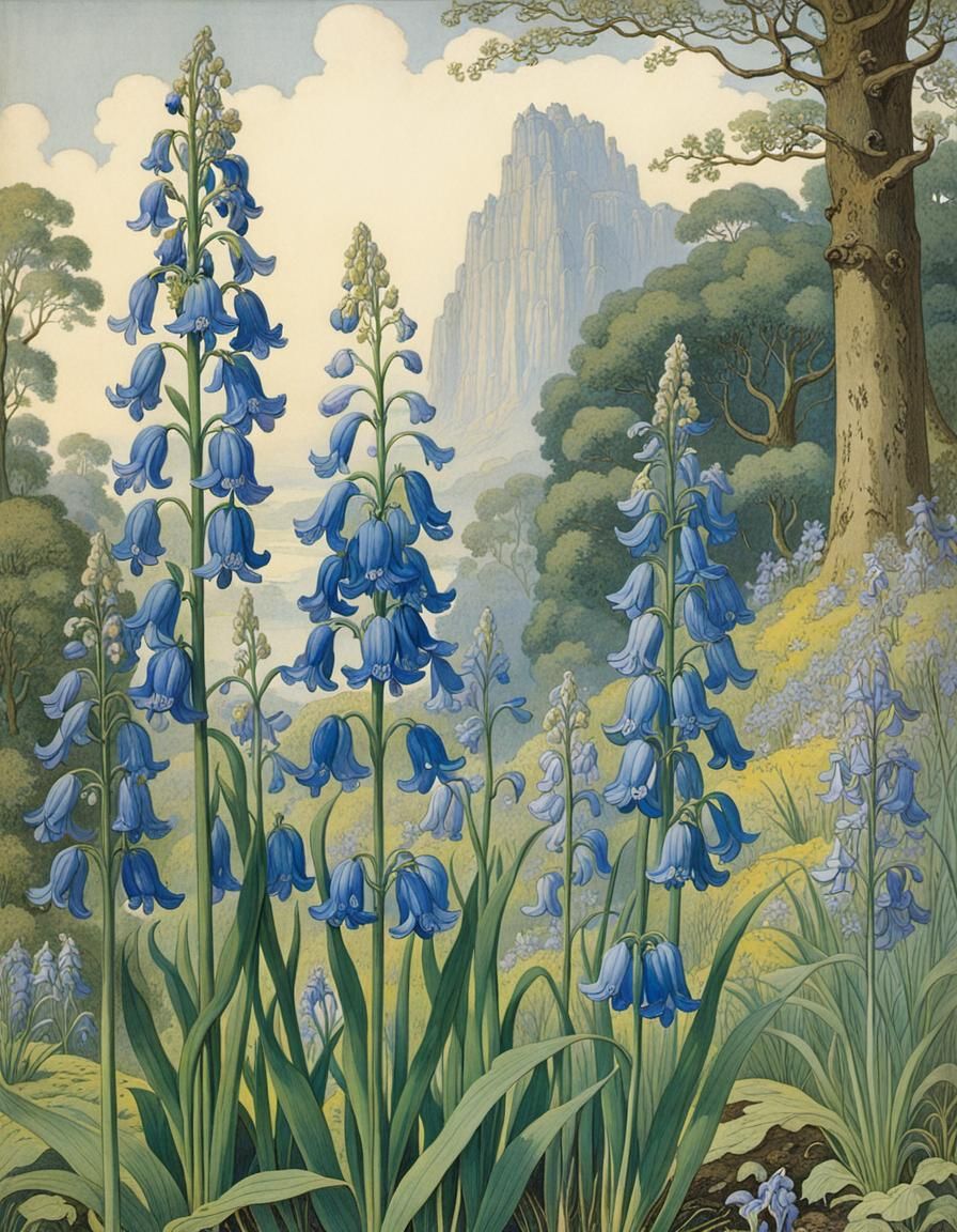 Tender Bluebells Bloom in Springtime