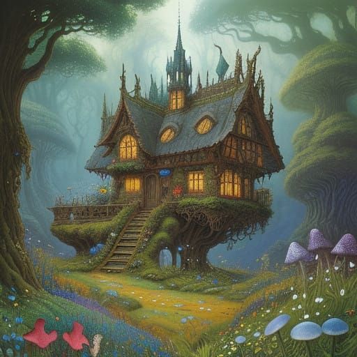 Whimsical Wildflower Faerie Cottage in Fantastical Forest