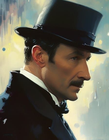 Victorian Portrait of Dr. Watson with Paint Splatter